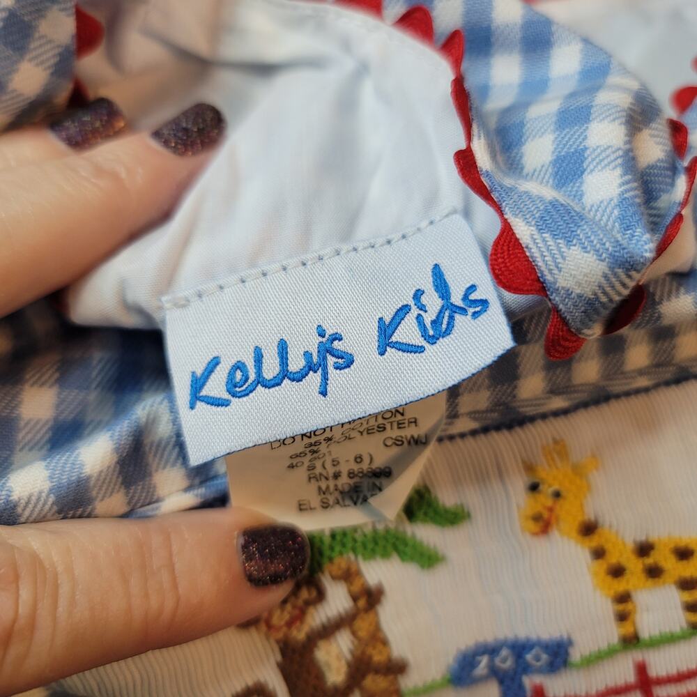 Kelly's Kids- Girls Gingham animal maxi dress- size small (5-6) - Picture 4 of 5